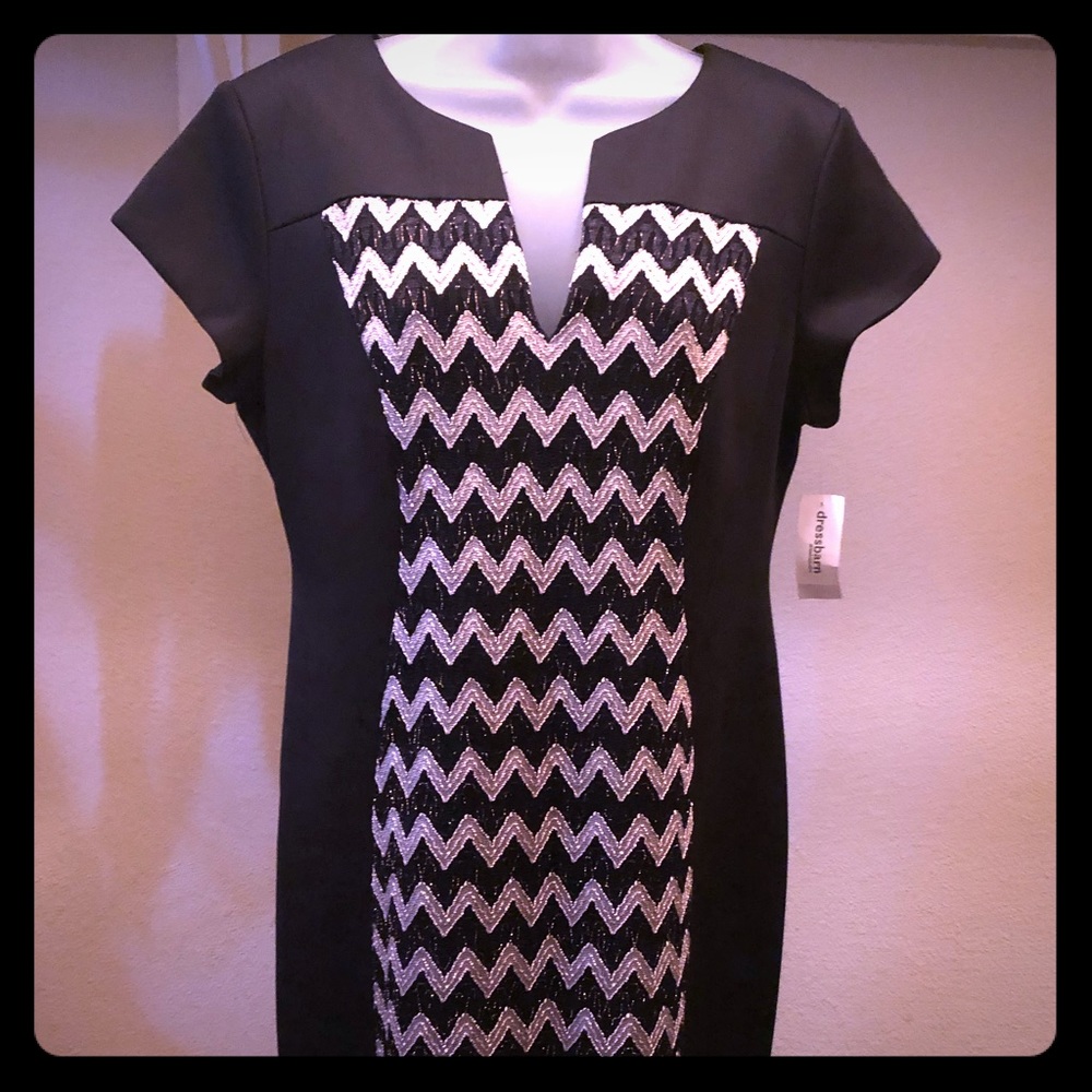 Chevron patterned black and gold dress